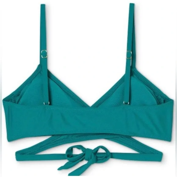 ☀️☀️Juniors Wrap Front Bralette Bikini Top - Xhilaration Teal Green XS or Medium - Picture 3 of 7